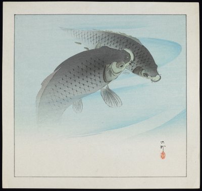 2つの鯉、1912年以前 作： Ohara Koson